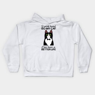 Hard Working Cat Owner T-Shirt Funny Black Cat Gift Kids Hoodie